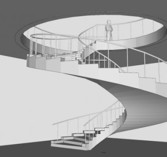 酒店螺旋形楼梯SU模型下载_sketchup草图大师SKP模型