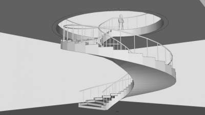 酒店螺旋形楼梯SU模型下载_sketchup草图大师SKP模型