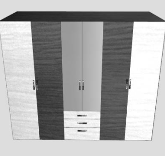 简易灰色系衣柜SU模型下载_sketchup草图大师SKP模型