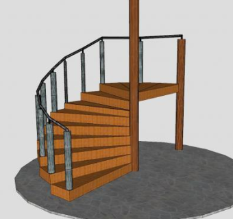 庭院小型旋转扶梯SU模型下载_sketchup草图大师SKP模型