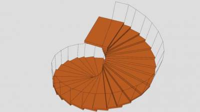 木踏板旋转扶梯SU模型下载_sketchup草图大师SKP模型