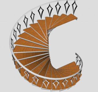 欧式镂雕金属盘旋扶梯SU模型下载_sketchup草图大师SKP模型