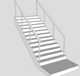 简易直线型扶梯SU模型下载_sketchup草图大师SKP模型