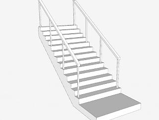 简易直线型扶梯SU模型下载_sketchup草图大师SKP模型