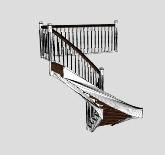 室内古典护栏扶梯SU模型下载_sketchup草图大师SKP模型