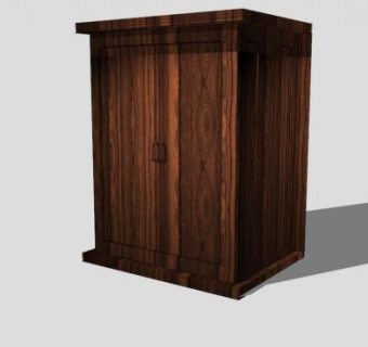 红木双开门式衣柜SU模型下载_sketchup草图大师SKP模型