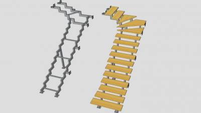 金属楼梯架和木踏板SU模型下载_sketchup草图大师SKP模型