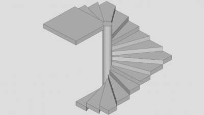 方形螺旋楼梯SU模型下载_sketchup草图大师SKP模型