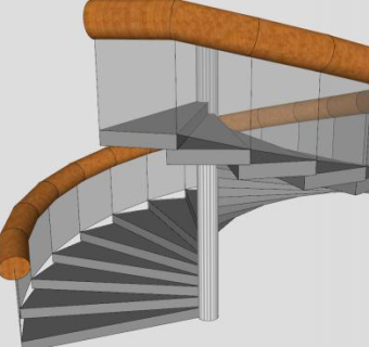 钢木玻璃螺旋扶梯SU模型下载_sketchup草图大师SKP模型