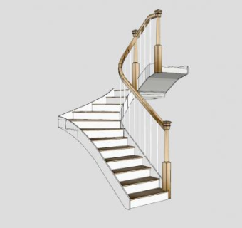 古典木扶梯SU模型下载_sketchup草图大师SKP模型