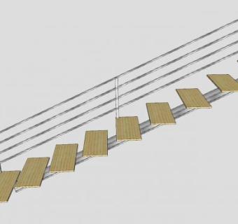现代竹台阶楼梯SU模型下载_sketchup草图大师SKP模型