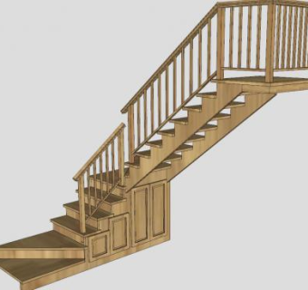 实木扶梯SU模型下载_sketchup草图大师SKP模型