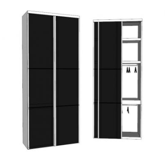 经典黑色衣柜SU模型下载_sketchup草图大师SKP模型