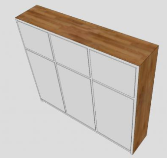 现代滚动式三门衣柜SU模型下载_sketchup草图大师SKP模型