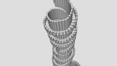 现代风格创意螺旋梯SU模型下载_sketchup草图大师SKP模型