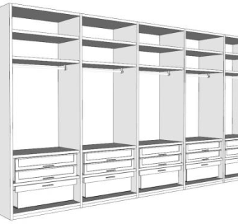 开放式敞开衣柜SU模型下载_sketchup草图大师SKP模型