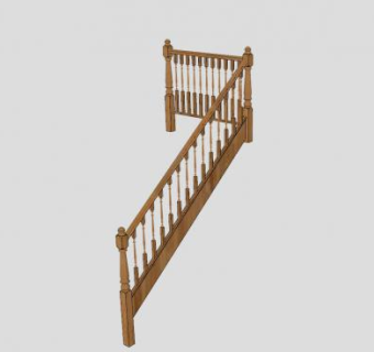 木楼梯护栏扶手SU模型下载_sketchup草图大师SKP模型