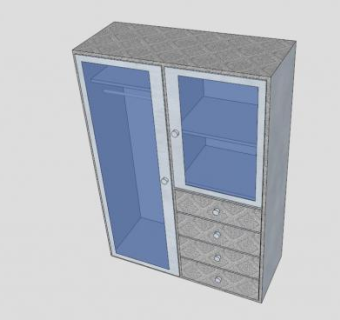 双门抽色衣柜SU模型下载_sketchup草图大师SKP模型