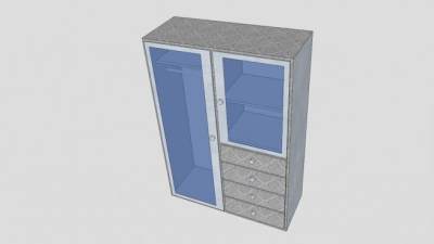 双门抽色衣柜SU模型下载_sketchup草图大师SKP模型