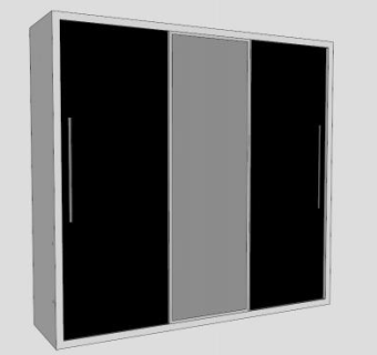 黑灰双滑门衣柜SU模型下载_sketchup草图大师SKP模型