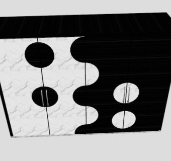 现代黑白四门衣柜SU模型下载_sketchup草图大师SKP模型
