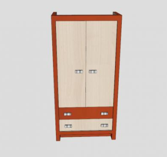 实木平开双门衣柜SU模型下载_sketchup草图大师SKP模型