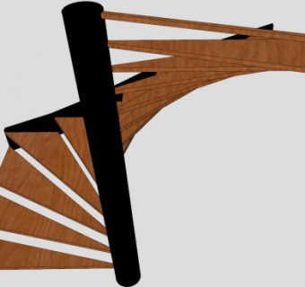 三角踏板旋转楼梯SU模型下载_sketchup草图大师SKP模型
