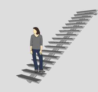 直线型楼梯SU模型下载_sketchup草图大师SKP模型