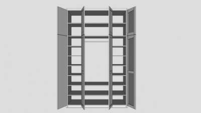 现代四门墙柜衣柜SU模型下载_sketchup草图大师SKP模型