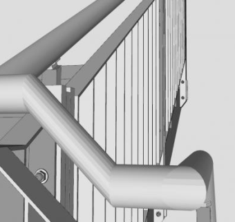 双跑对折金属楼梯SU模型下载_sketchup草图大师SKP模型