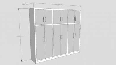 卧室白色衣柜衣橱SU模型下载_sketchup草图大师SKP模型