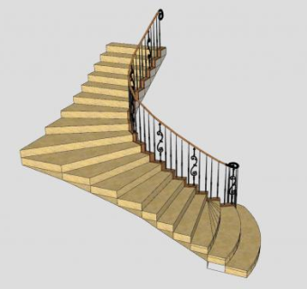 欧式瓷砖扶梯SU模型下载_sketchup草图大师SKP模型