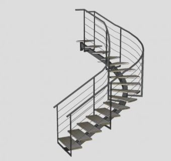半旋转钢木楼梯SU模型下载_sketchup草图大师SKP模型