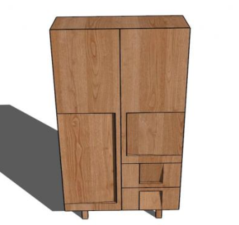 实木板式平开门衣柜SU模型下载_sketchup草图大师SKP模型