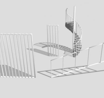 金属护栏楼梯系列SU模型下载_sketchup草图大师SKP模型