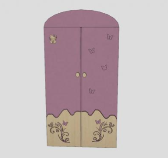 凯迪粉色衣柜SU模型下载_sketchup草图大师SKP模型