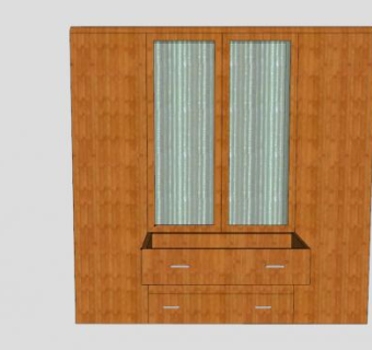实木棕色衣柜SU模型下载_sketchup草图大师SKP模型