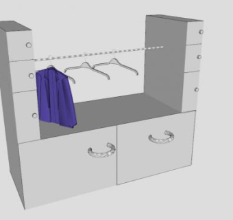 开放式U型衣柜SU模型下载_sketchup草图大师SKP模型