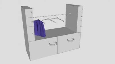 开放式U型衣柜SU模型下载_sketchup草图大师SKP模型