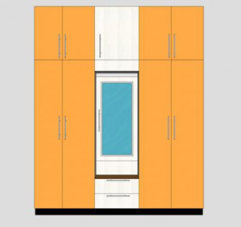 现代橘色衣柜SU模型下载_sketchup草图大师SKP模型