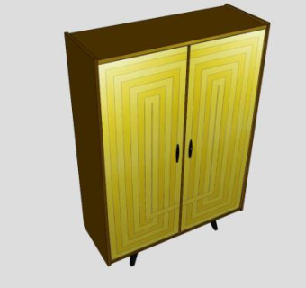 复古双开门式衣柜SU模型下载_sketchup草图大师SKP模型