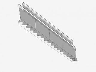 钢制玻璃扶梯SU模型下载_sketchup草图大师SKP模型