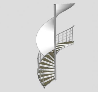 现代钢制螺旋梯SU模型下载_sketchup草图大师SKP模型