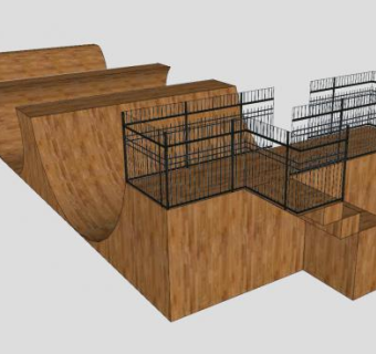 滑板运动场地扶梯SU模型下载_sketchup草图大师SKP模型