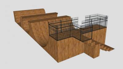滑板运动场地扶梯SU模型下载_sketchup草图大师SKP模型