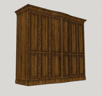 乡村实木衣柜SU模型下载_sketchup草图大师SKP模型
