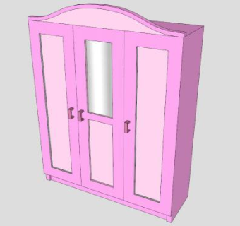 女童粉色衣柜SU模型下载_sketchup草图大师SKP模型