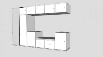 白色衣柜蒙大拿衣橱SU模型下载_sketchup草图大师SKP模型