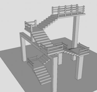 围栏型扶梯SU模型下载_sketchup草图大师SKP模型
