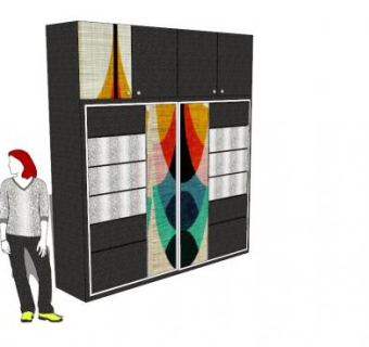 双滑动衣柜SU模型下载_sketchup草图大师SKP模型